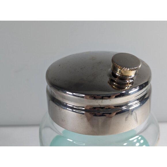 Large 1950s glass cocktail shaker Robins egg blue sides with chromed top - Picture 4 of 10